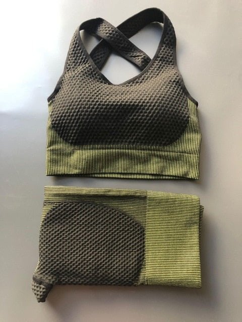 Women Sports Bras Crop Tops High Waist 2Pcs Yoga Sets Zipper Tracksuits Outfits Sportswear Jogging Suit Sweatpants Sport Jogger - Yallafit