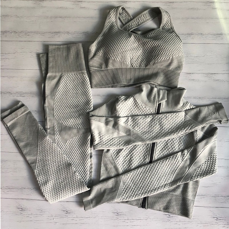 Women Sports Bras Crop Tops High Waist 2Pcs Yoga Sets Zipper Tracksuits Outfits Sportswear Jogging Suit Sweatpants Sport Jogger - Yallafit