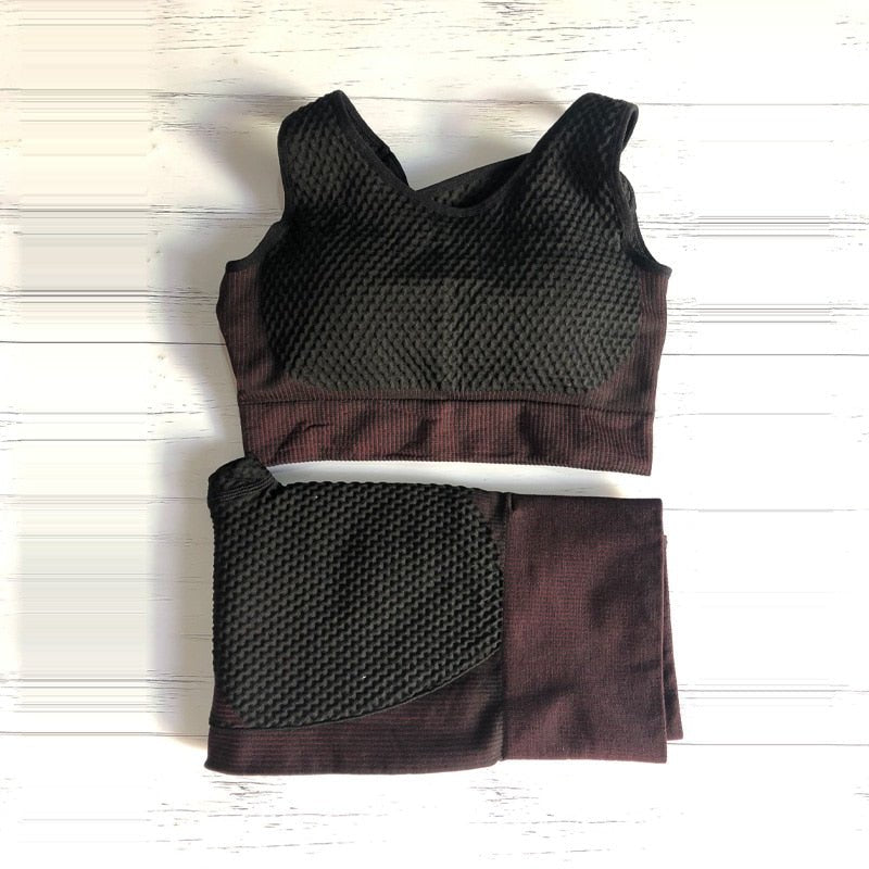 Women Sports Bras Crop Tops High Waist 2Pcs Yoga Sets Zipper Tracksuits Outfits Sportswear Jogging Suit Sweatpants Sport Jogger - Yallafit