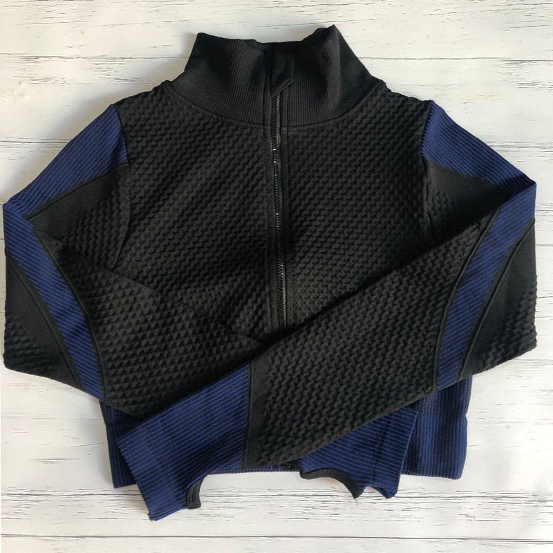 Women Sports Bras Crop Tops High Waist 2Pcs Yoga Sets Zipper Tracksuits Outfits Sportswear Jogging Suit Sweatpants Sport Jogger - Yallafit