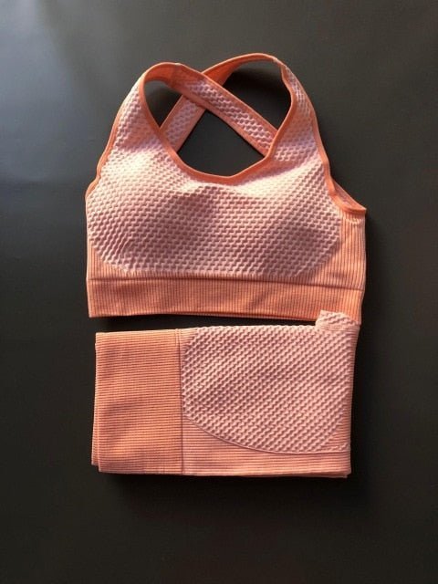 Women Sports Bras Crop Tops High Waist 2Pcs Yoga Sets Zipper Tracksuits Outfits Sportswear Jogging Suit Sweatpants Sport Jogger - Yallafit