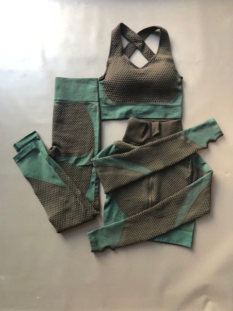 Women Sports Bras Crop Tops High Waist 2Pcs Yoga Sets Zipper Tracksuits Outfits Sportswear Jogging Suit Sweatpants Sport Jogger - Yallafit