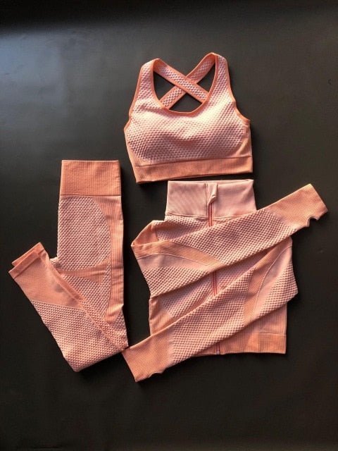 Women Sports Bras Crop Tops High Waist 2Pcs Yoga Sets Zipper Tracksuits Outfits Sportswear Jogging Suit Sweatpants Sport Jogger - Yallafit