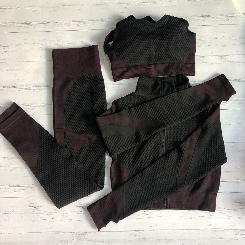 Women Sports Bras Crop Tops High Waist 2Pcs Yoga Sets Zipper Tracksuits Outfits Sportswear Jogging Suit Sweatpants Sport Jogger - Yallafit