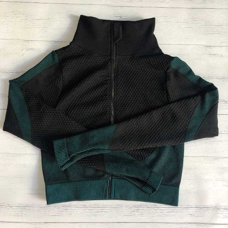 Women Sports Bras Crop Tops High Waist 2Pcs Yoga Sets Zipper Tracksuits Outfits Sportswear Jogging Suit Sweatpants Sport Jogger - Yallafit