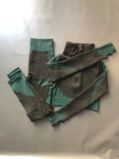 Women Sports Bras Crop Tops High Waist 2Pcs Yoga Sets Zipper Tracksuits Outfits Sportswear Jogging Suit Sweatpants Sport Jogger - Yallafit