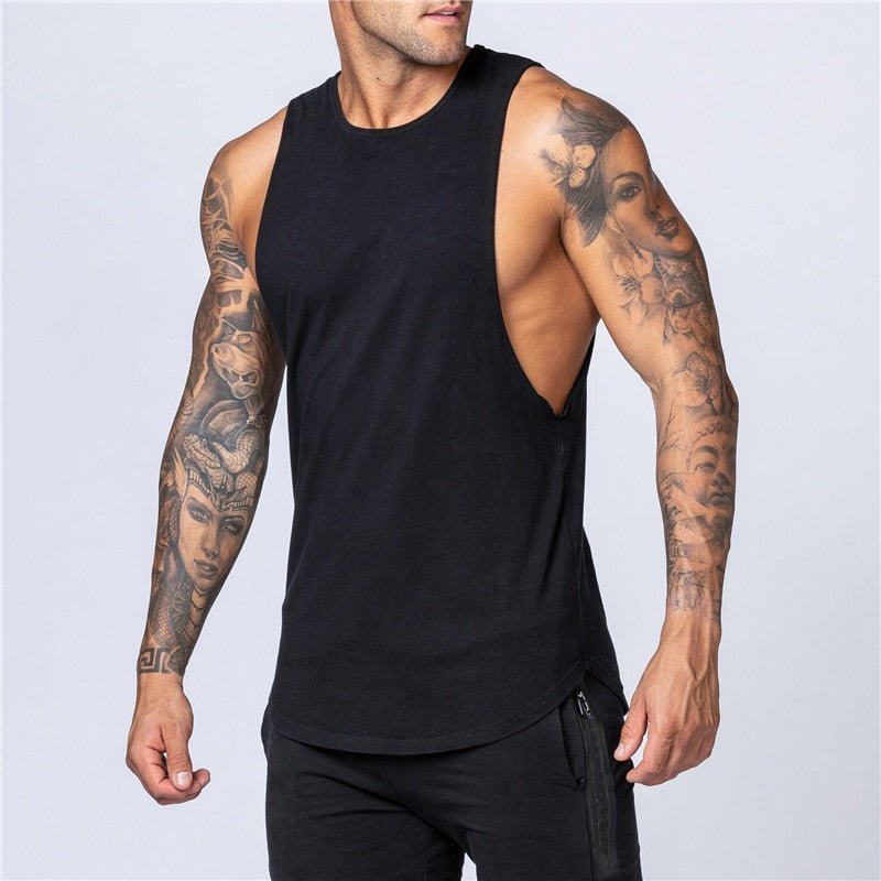 Workout Gym Mens Tank Top Vest Muscle Sleeveless Sportswear Shirt Stringer Fashion Clothing Bodybuilding Cotton Fitness Singlets - Yallafit