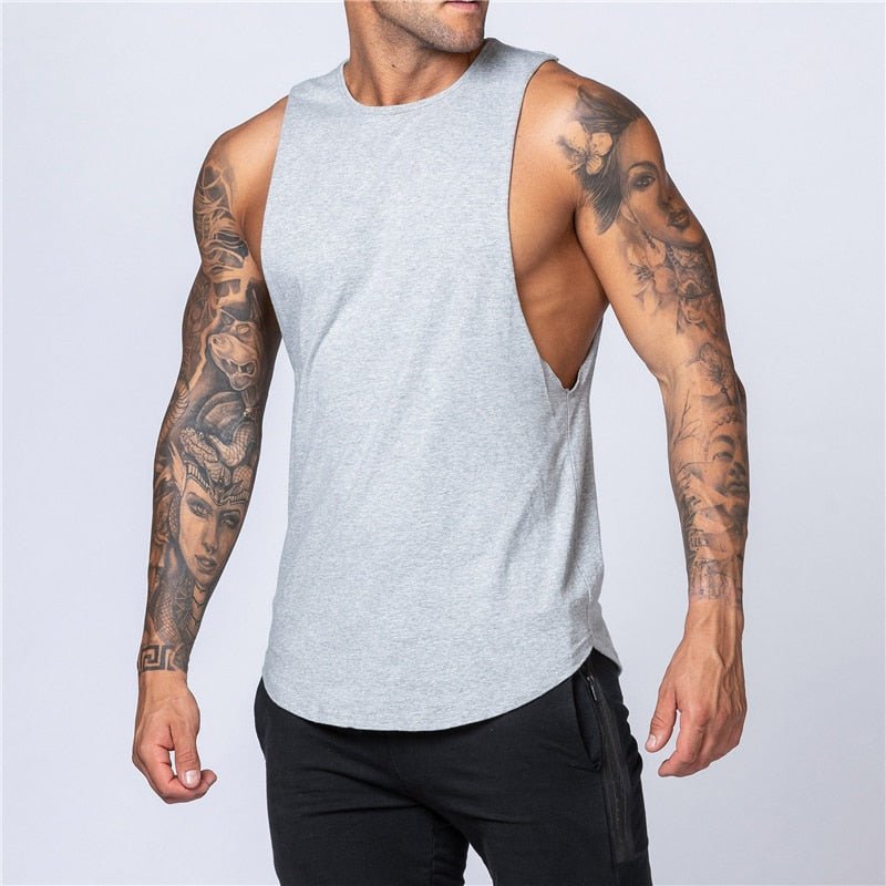 Workout Gym Mens Tank Top Vest Muscle Sleeveless Sportswear Shirt Stringer Fashion Clothing Bodybuilding Cotton Fitness Singlets - Yallafit