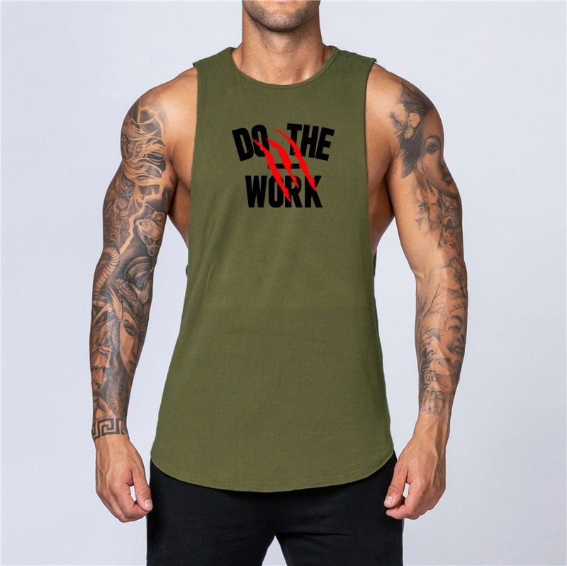 Workout Gym Mens Tank Top Vest Muscle Sleeveless Sportswear Shirt Stringer Fashion Clothing Bodybuilding Cotton Fitness Singlets - Yallafit