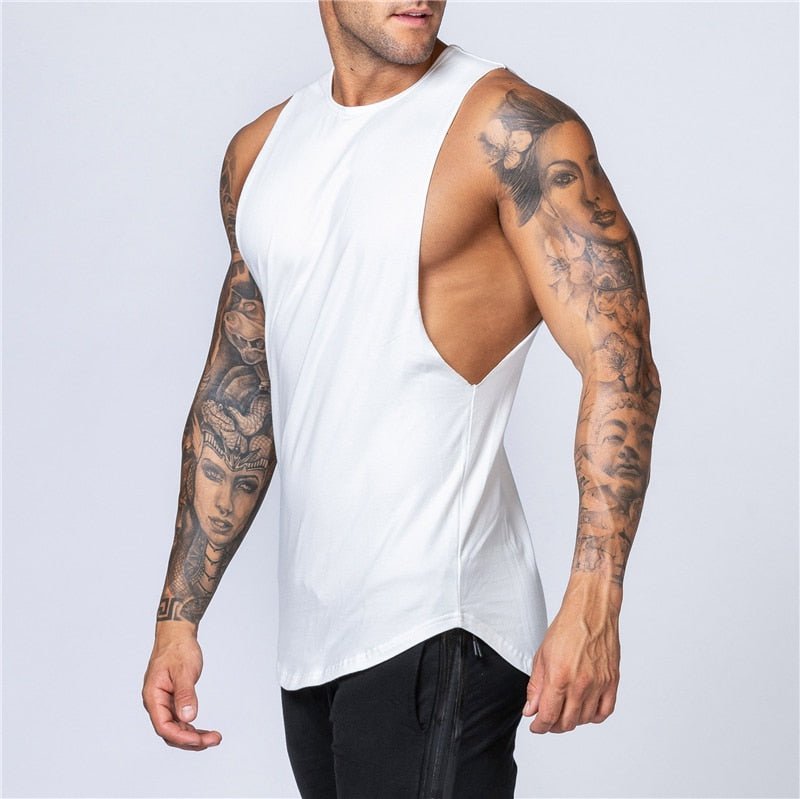 Workout Gym Mens Tank Top Vest Muscle Sleeveless Sportswear Shirt Stringer Fashion Clothing Bodybuilding Cotton Fitness Singlets - Yallafit