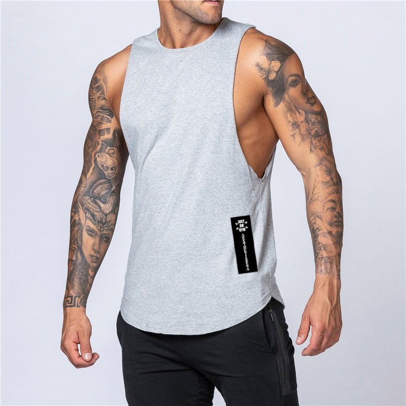 Workout Gym Mens Tank Top Vest Muscle Sleeveless Sportswear Shirt Stringer Fashion Clothing Bodybuilding Cotton Fitness Singlets - Yallafit