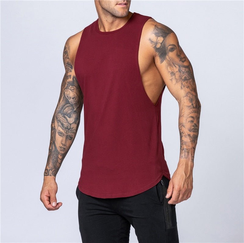 Workout Gym Mens Tank Top Vest Muscle Sleeveless Sportswear Shirt Stringer Fashion Clothing Bodybuilding Cotton Fitness Singlets - Yallafit