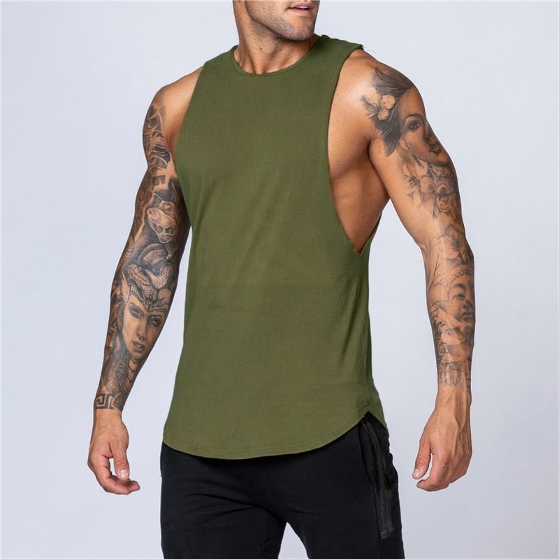 Workout Gym Mens Tank Top Vest Muscle Sleeveless Sportswear Shirt Stringer Fashion Clothing Bodybuilding Cotton Fitness Singlets - Yallafit