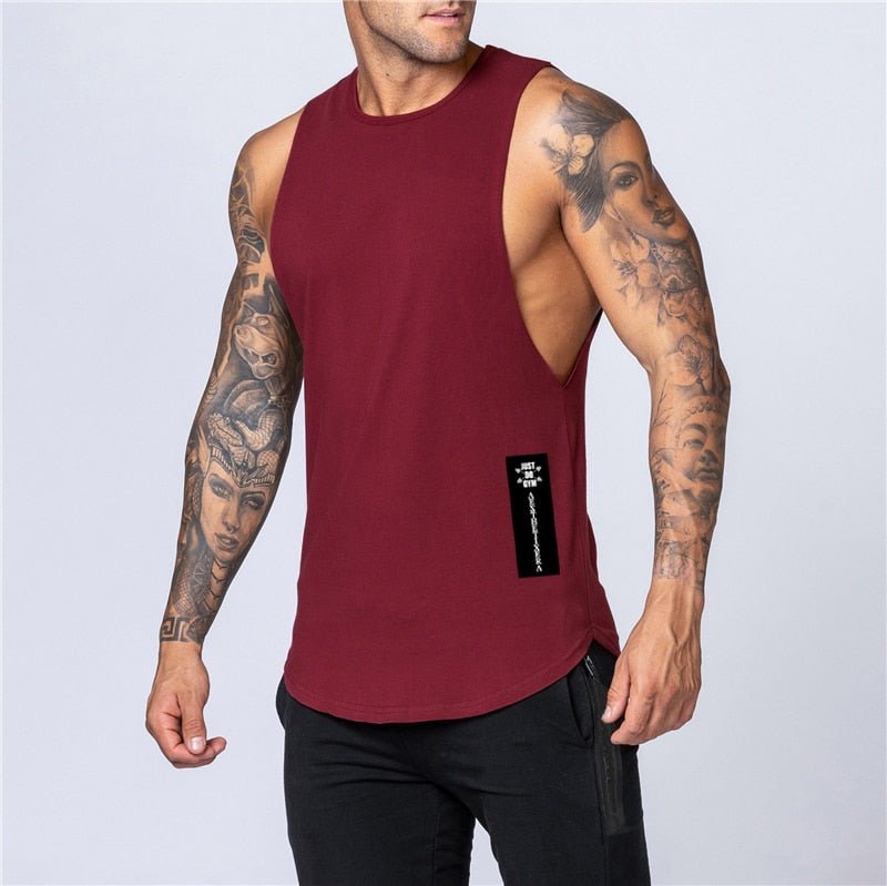 Workout Gym Mens Tank Top Vest Muscle Sleeveless Sportswear Shirt Stringer Fashion Clothing Bodybuilding Cotton Fitness Singlets - Yallafit