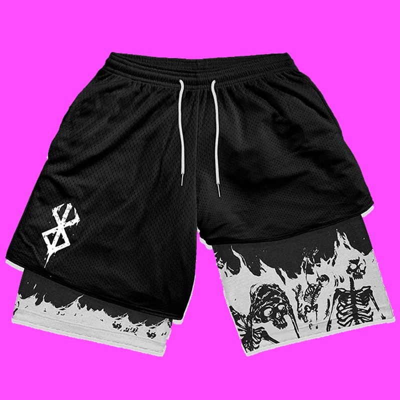 Y2K Summer Men Streetwear Anime High Waist Oversize Breathable Gym Short Pants Training Fitness Workout Track Shorts Clothes - Yallafit