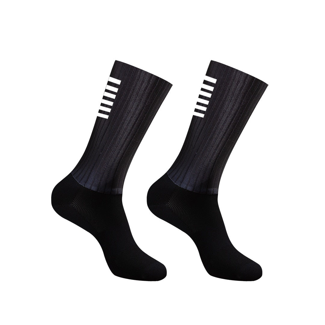 YKYWBIKE Anti Slip Silicone Aero Socks Whiteline Cycling Socks Men Bicycle Sport Running Bike Socks - Yallafit 0