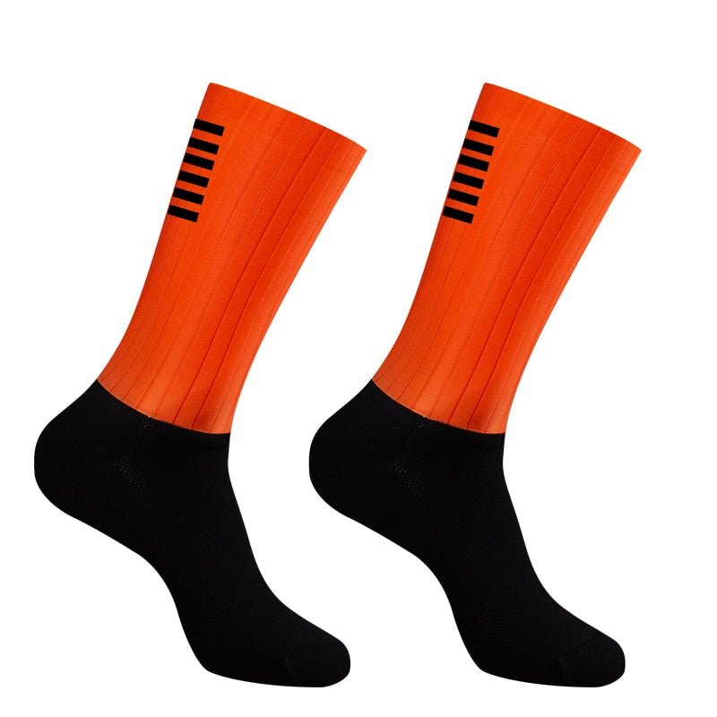 YKYWBIKE Anti Slip Silicone Aero Socks Whiteline Cycling Socks Men Bicycle Sport Running Bike Socks - Yallafit 0