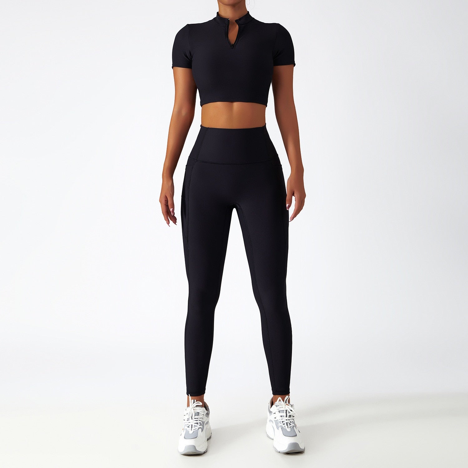 Yoga Set 2 Piece Women Sportswear Workout Clothes Women Sport Sets Suits For Fitness Long Sleeve Seamless Gym Push Up Leggings - Yallafit 0