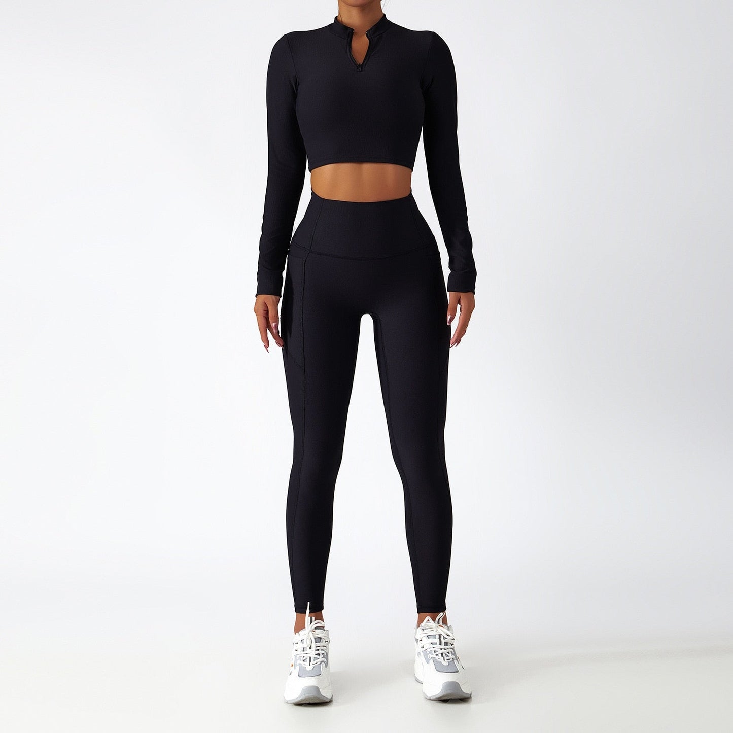 Yoga Set 2 Piece Women Sportswear Workout Clothes Women Sport Sets Suits For Fitness Long Sleeve Seamless Gym Push Up Leggings - Yallafit 0