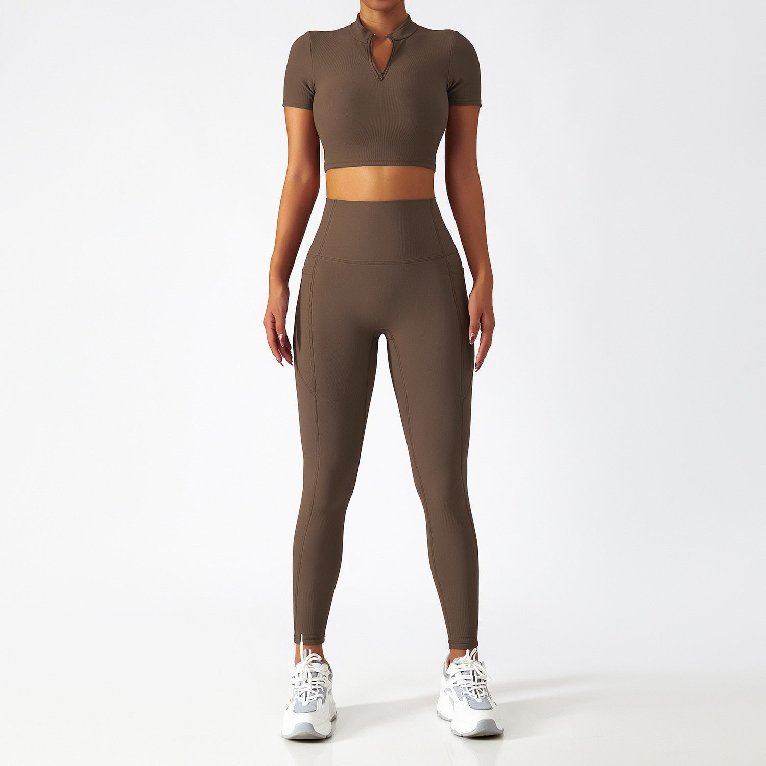 Yoga Set 2 Piece Women Sportswear Workout Clothes Women Sport Sets Suits For Fitness Long Sleeve Seamless Gym Push Up Leggings - Yallafit 0