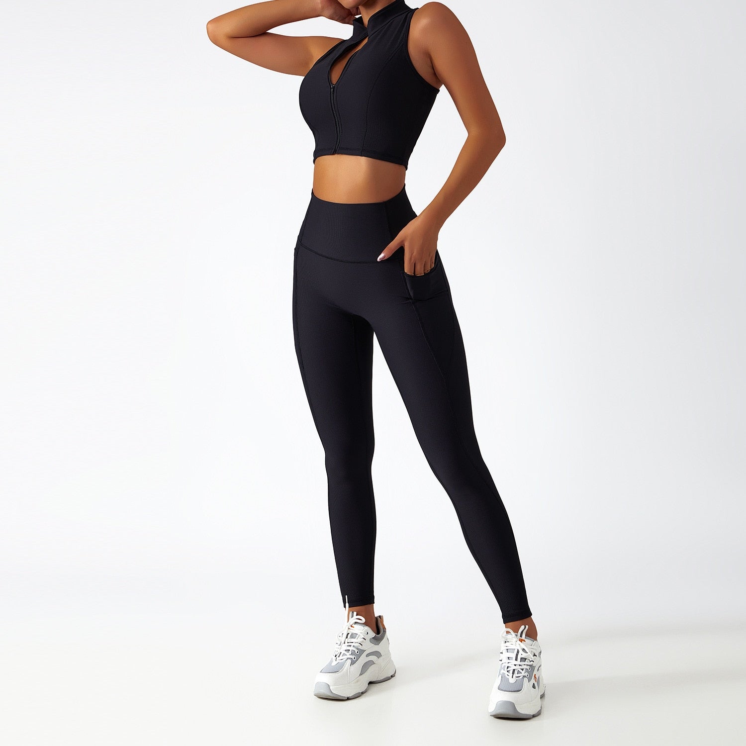 Yoga Set 2 Piece Women Sportswear Workout Clothes Women Sport Sets Suits For Fitness Long Sleeve Seamless Gym Push Up Leggings - Yallafit 0