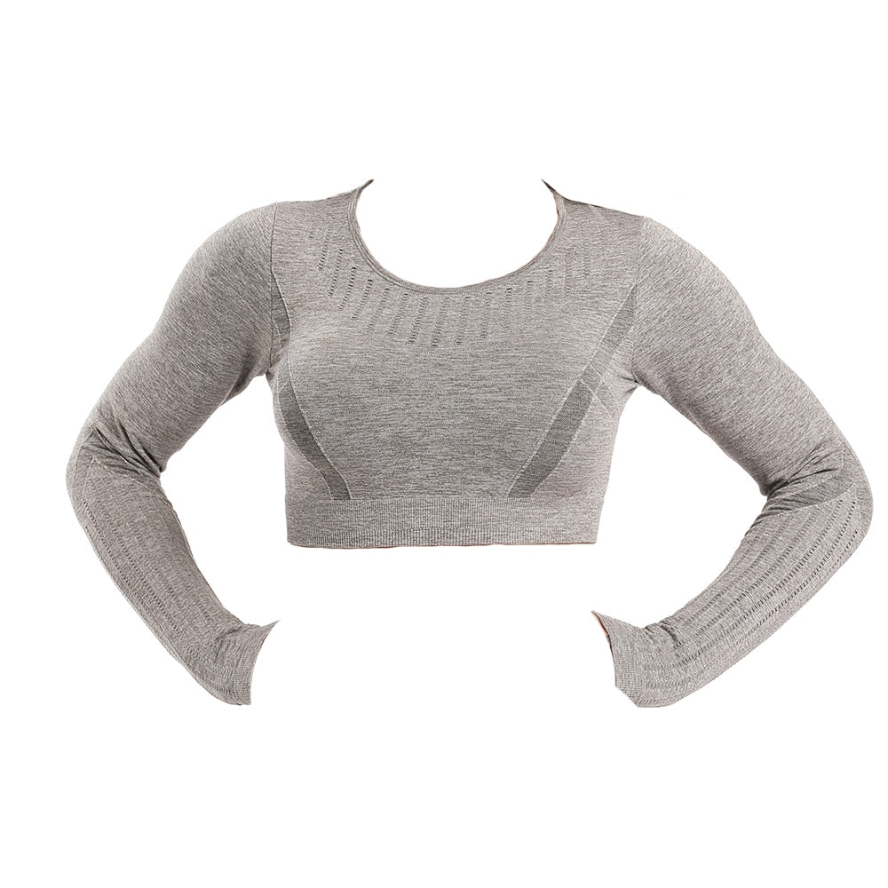 Yoga Set Seamless Sportswear Gym Sports Suits Woman Fitness High Waist Leggings Push Up Leggins Long Sleeve Workout Tops - Yallafit 0