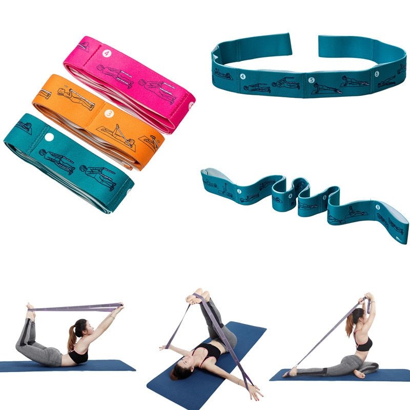 Yoga Stretch Strap Elastic Yoga Belt Fitness Exercise Gym Pilates Waist Leg Resistance Bands - Yallafit 0